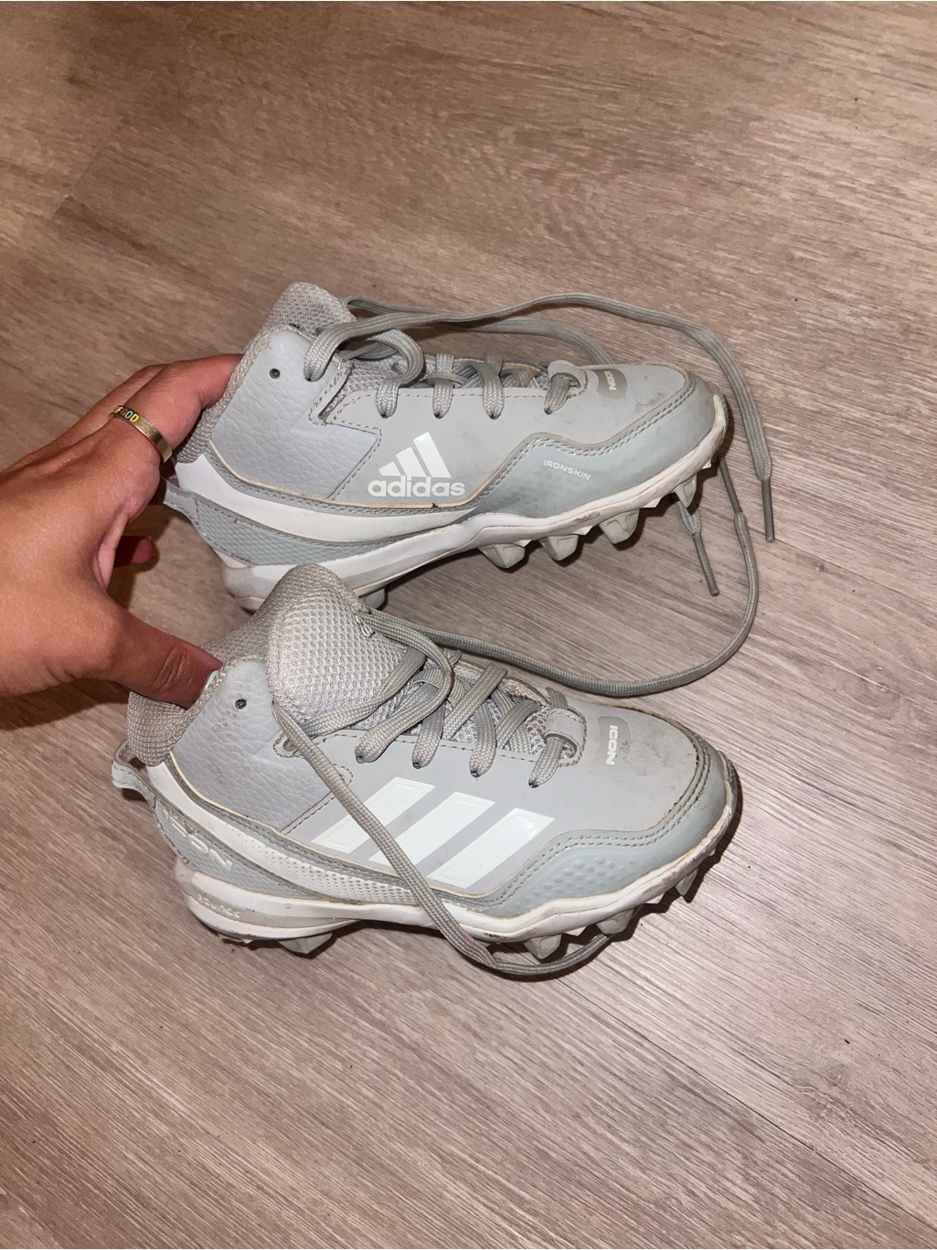 Adidas Light Gray And White Youth Cleats